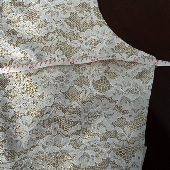 🦋Girls Lace & Ivory Gold Formal Wedding Easter Party Dress Sz 16 - Picture 6 of 7